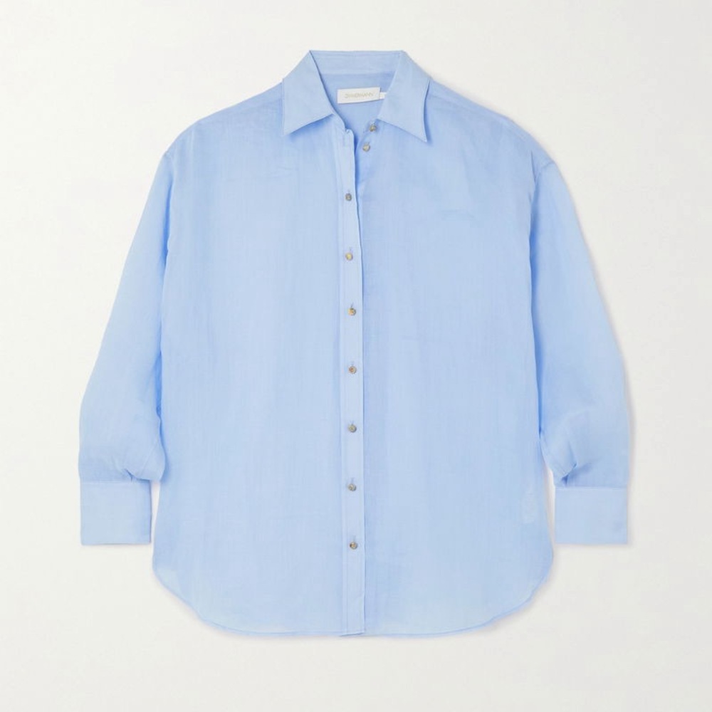 Zimmermann Light Blue Tama Ramie Button Down Shirt